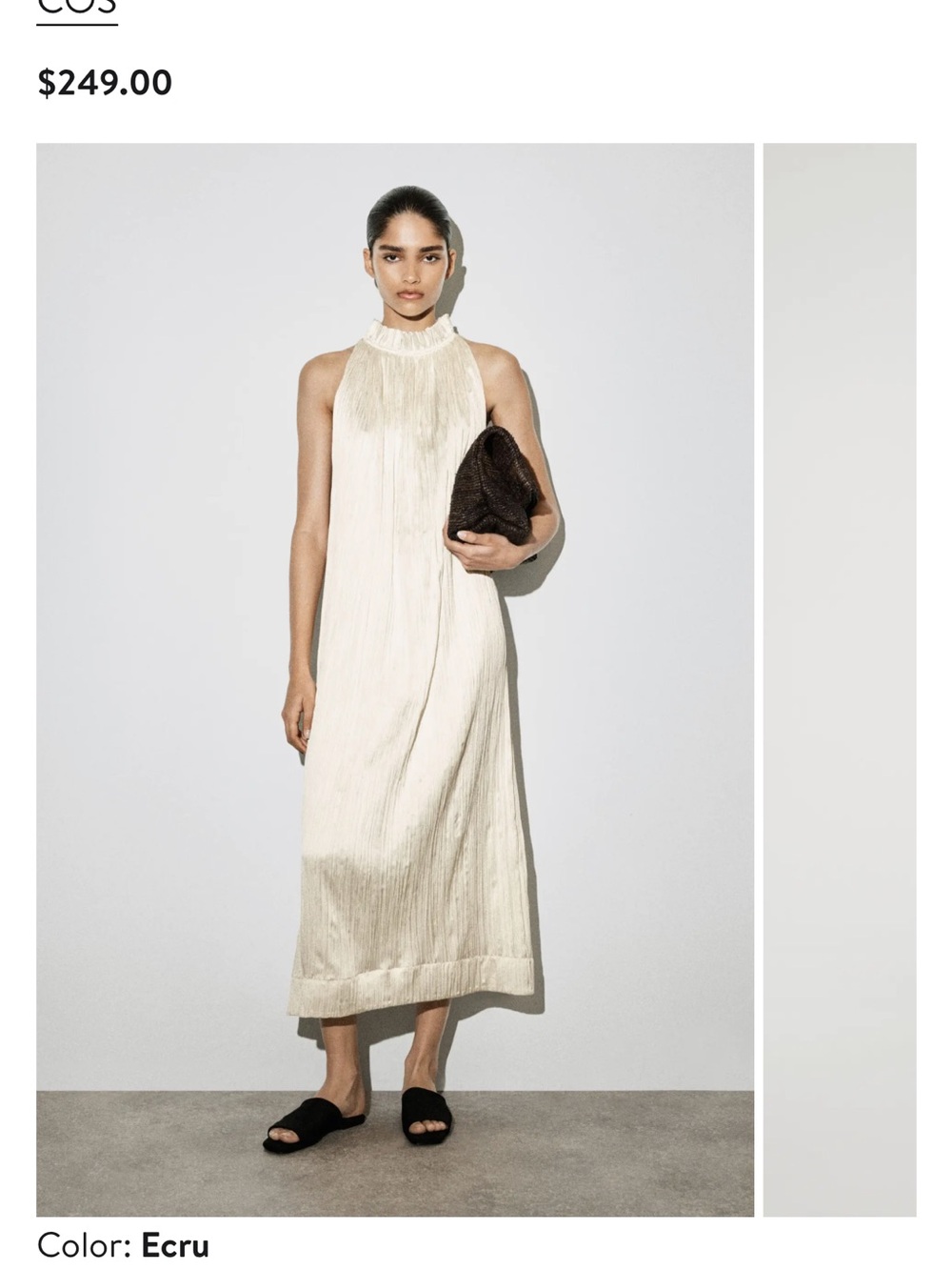 Sleeveless Cream Pleated Maxi Dress - Picture 3 of 3
